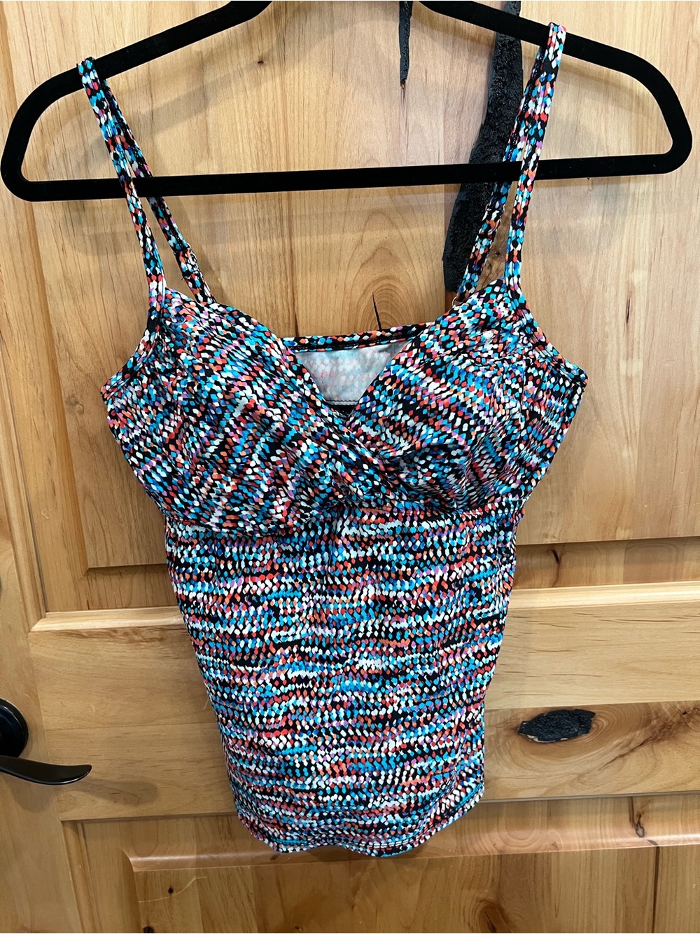 Merona Tankini Swim Top — Blue, Coral, Black, White